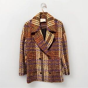 Ramy Brook New York Kurt Plaid Wool Blend Tweed Blazer Jacket